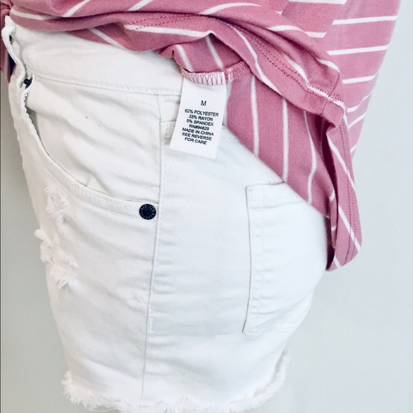 Pink & white Striped cold shoulder top - Picture 7 of 8